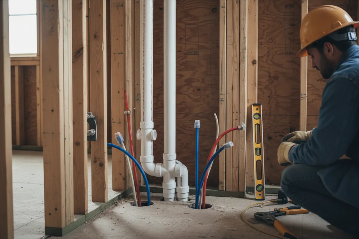 Drain and supply rough-in during Drain Cleaning in Hopwood