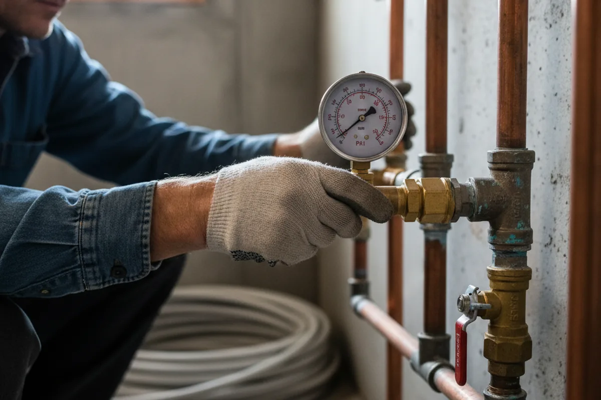 Pressure testing a repaired line during Water Line Repair in Hopwood